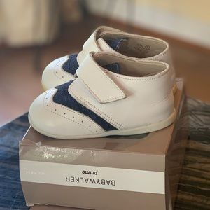 Babywalker Primo White leather and Blue Loafer